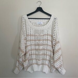 John + Jenn Crochet Pullover White/Cream Sweater